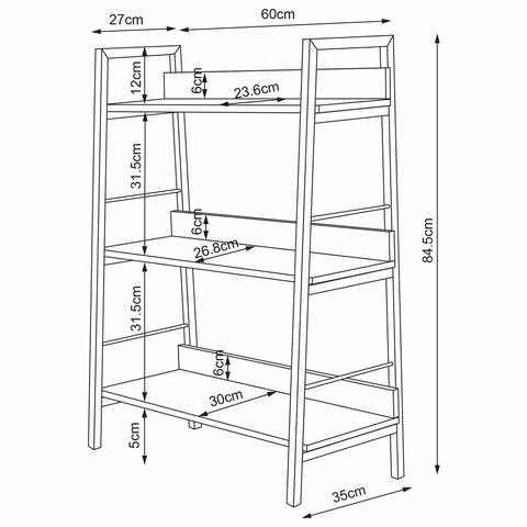 Стеллаж на металлокаркасе BRABIX "LOFT SH-002", 600х350х845 мм, цвет дуб антик, 641232