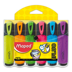 Набор текстовыделителей MAPED (Франция) 6 шт., АССОРТИ, "Fluo Pep's Classic", линия 1-5 мм, 742557