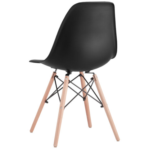 Стулья BRABIX "Eames CF-010", КОМПЛЕКТ 4 шт., пластик черный, опоры дерево/металл, 532631, 2033A