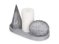 Набор свечей на подставке «Posh», Цвет белый, серый
