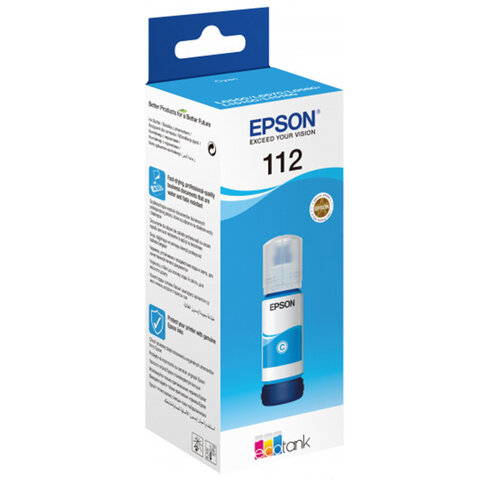 Чернила EPSON 112 (C13T06C24A) для СНПЧ EPSON L11160 /L15150 /L15160 /L6550/L6570, голубые, ОРИГИНАЛЬНЫЕ