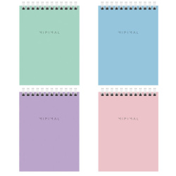Блокнот МАЛЫЙ ФОРМАТ А6, 108х145 мм, 40 л., гребень, картон, клетка, BRAUBERG "Minimal Pastel", 116429