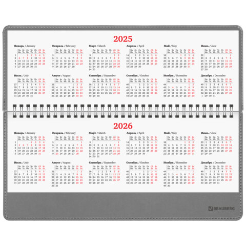 Планинг датированный 2025 305х140 мм BRAUBERG "Up", под кожу, серый, 115705