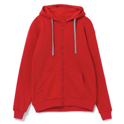 Толстовка на молнии с капюшоном Unit Siverga Heavy, красная, XS–4XL