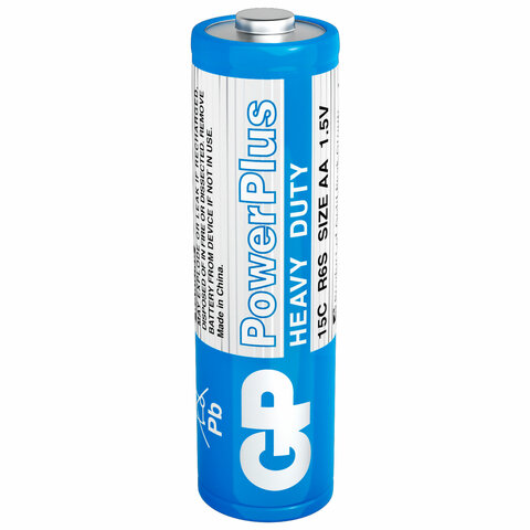 Батарейки КОМПЛЕКТ 4 шт., GP PowerPlus AA (R6, 15G), солевые, пальчиковые, в пленке, 15CEBRA-2S4