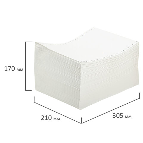Бумага с неотрывной перфорацией, 210х305 мм (12"), 1600 листов, плотность 65 г/м2, белизна 98%