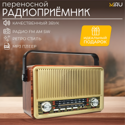 Переносной радиоприемник MIRU SR-1028, аналоговый, FM, AM, SW, разъемы USB, TF, microSD, AUX / Качественный звук