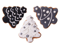 Набор новогодних имбирных печений в форме елочки, Цвет черный/белый