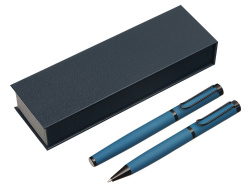 Подарочный набор из 2-х ручек «Black Lama» soft-touch, Цвет темно-синий