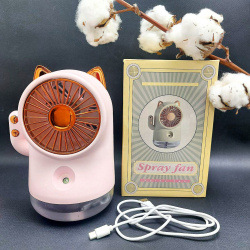 Настольный мини-вентилятор «Кошка» SPRAY FAN FY-80 (увлажнение и охлаждение, 3 режима обдува, USB)
