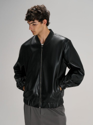 Бомбер из искусственной кожи Univer, черный, XS–XXL