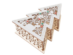 Шкатулка из фанеры в виде елки «Firytale», Цвет натуральный/серебристый