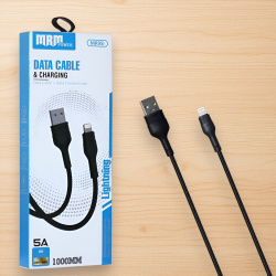 Кабель USB MRM MR95i USB-Lightning, длина 1000мм, ток 5А, черный / Высокая мощность и прочность для интенсивного использования