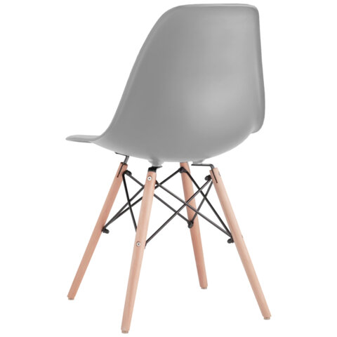 Стулья BRABIX "Eames CF-010", КОМПЛЕКТ 4 шт., пластик серый, опоры дерево/металл, 532632, 2033A