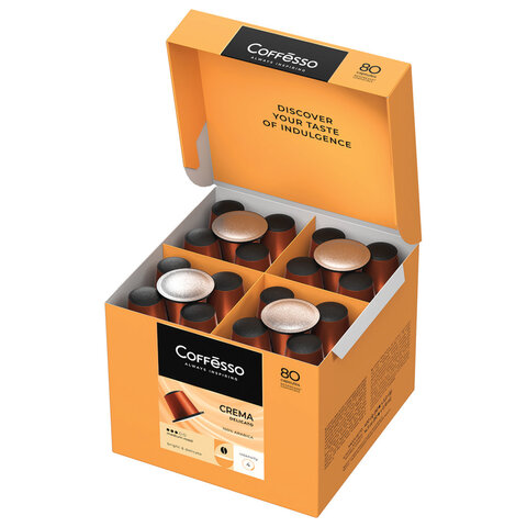 Кофе в капсулах 80 порций для Nespresso, COFFESSO "Crema Delicato", арабика 100%, 101737