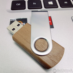 USB накопитель (флешка) Twist wood дерево/металл/раскладной корпус, 16 Гб