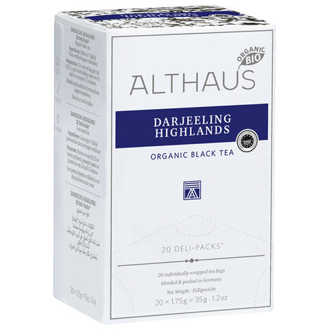 Чай ALTHAUS "Darjeeling Highlands" черный, 20 пакетиков в конвертах по 1,75 г, ГЕРМАНИЯ, TALTHB-DP0030