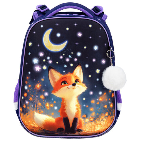 Ранец BRAUBERG ORIGINAL, 2 отделения, с брелком, "Dreaming fox", 38х29х16 см, 274404