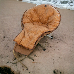 Кресло шезлонг с подставкой для ног, коричневое / Портативное круглое кемпинговое кресло