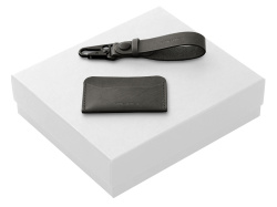 Подарочный набор Long River: картхолдер, ремешок для ключей, Размер С лого, Цвет черный/белый