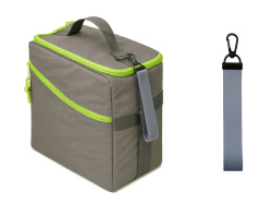 Изотермическая сумка-холодильник «Neo Classic» c контрастной молнией и ремувкой под нанесение, Размер Ремувка Summit, Цвет серый, зеленое яблоко