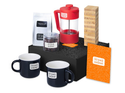 Подарочный набор «Re:y. Together»  с френчпрессом, кружками и дженгой, Цвет красный