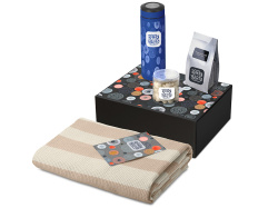 Подарочный набор «Re:y. Warm» с пледом, термосом и чаем, Цвет синий