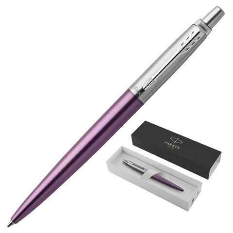 Ручка шариковая PARKER "Jotter Core Victoria Violet CT", корпус фиолетовый, детали хром, синяя, 1953190