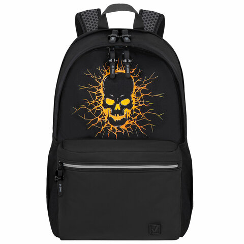 Рюкзак BRAUBERG FASHION CITY универсальный, 2 отделения, Skull, черный, 46х31х15 см, 272572