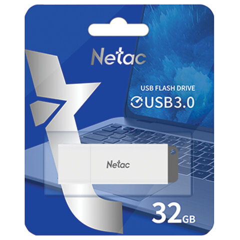 Флеш-диск 32GB NETAC U185, USB 3.0, белый, NT03U185N-032G-30WH