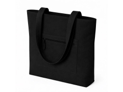 Сумка на молнии Zipper Neo из хлопка 280 г c карманом на молнии спереди, Цвет черный