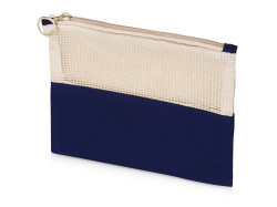 Косметичка «Mesh» хлопковая с сетчатой вставкой, Цвет темно-синий
