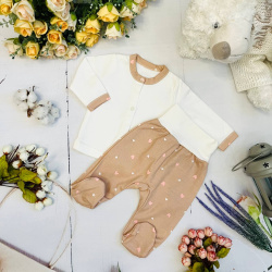 Комплект одежды из 2 предметов для новорожденного (кофточка, ползунки) Bebika, натуральный хлопок (1