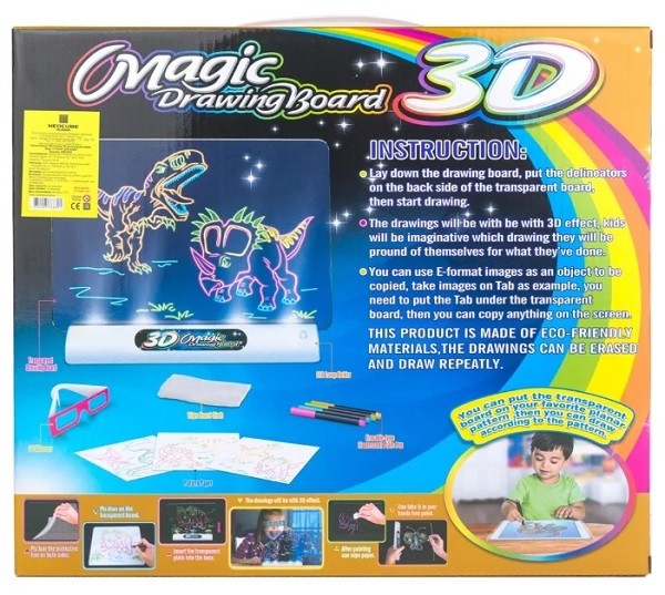 Магическая 3D-доска для рисования "Magic 3D Board" Динозавры"