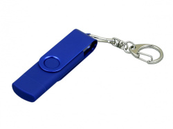 USB 2.0- флешка на 16 Гб с поворотным механизмом и дополнительным разъемом Micro USB, Размер 16ГБ, Цвет синий