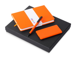 Подарочный набор «COLOR IT» c блокнотом, ручкой и повербанком, 5000 mAh, Размер твердая обложка, Цвет оранжевый