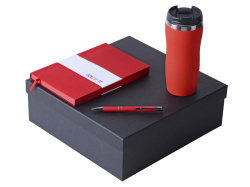 Подарочный набор "Color it" с блокнотом, металлической ручкой и термокружкой, Размер гибкая обложка, Цвет красный