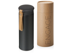 Вакуумный термос «Engage»,тубус, 450 мл, Цвет черный, коричневый
