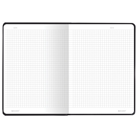 Блокнот с резинкой в клетку 96 л., А5, 145х203 мм, твердая обложка, BRAUBERG, "Minimal", чёрный, 115532