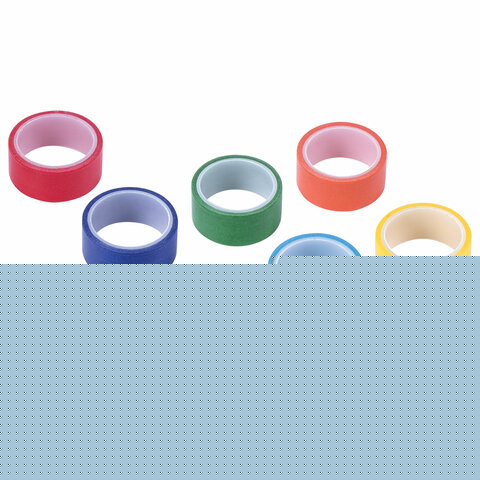 Клейкие WASHI-ленты для декора РАДУЖНЫЕ, однотонные, 15 мм х 3 м, 7 цветов, рисовая бумага, ОСТРОВ СОКРОВИЩ, 661702