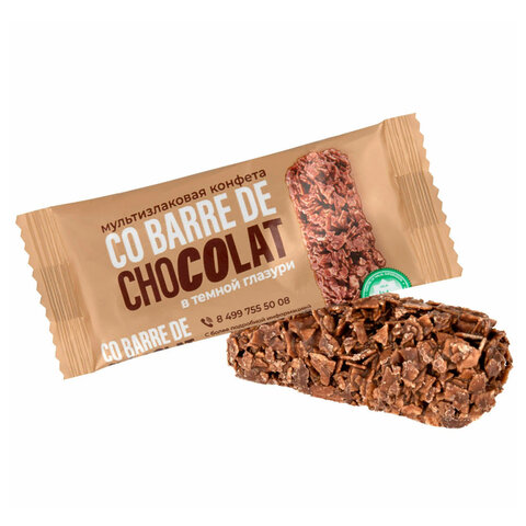 Конфеты мультизлаковые CO BARRE DE CHOCOLAT, ассорти в белой и темной глазури, 900 г