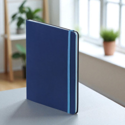 Блокнот (линейка 160стр.+клетка 32 стр.) BiColor 15,5х21 см. с резинкой, искусственная кожа