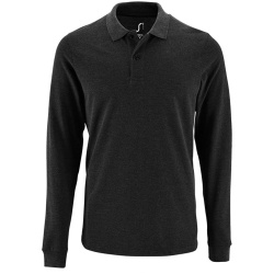 Рубашка поло мужская с длинным рукавом Perfect LSL Men, черный меланж, S–3XL