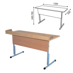 Стол-парта 2-местный регулируемый для кабинета химии, 1200х550х640-760 мм, рост 4-6, металл/ДСП, пластик