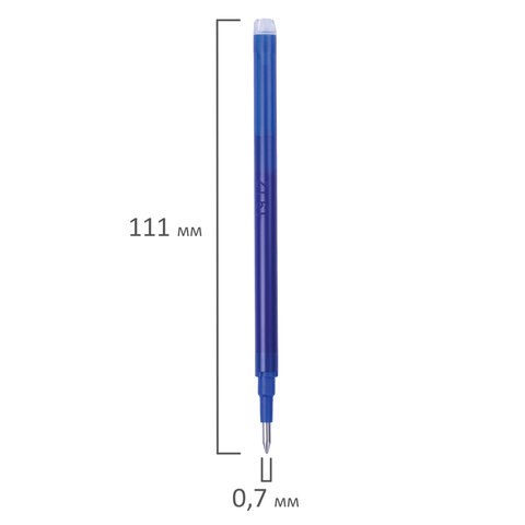 Стержень стираемый гелевый BRAUBERG 111 мм, СИНИЙ, евронаконечник, узел 0,7 мм, линия письма 0,5 мм, 170370