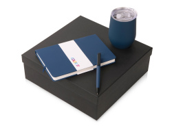 Подарочный набор "COLOR IT" c блокнотом, ручкой и термокружкой, Размер твердая обложка, Цвет темно-синий