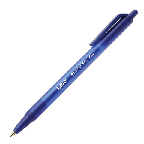 Ручка шариковая автоматическая BIC "Round Stic Clic", СИНЯЯ, узел 1 мм, линия письма 0,32 мм, 926376