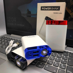 Портативное зарядное устройство Power Bank 10000 mAh / Цифровой индикатор, Micro, Type C, 2 USB-выхода