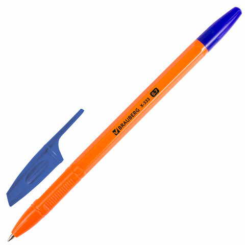Ручка шариковая BRAUBERG "X-333 ORANGE", 12+1 В ПОДАРОК!, синяя, КОМПЛЕКТ 13 шт., узел 0,7 мм, линия 0,35 мм, 144254