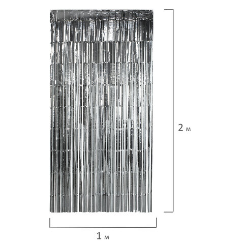 Дождик-занавес для праздника и фотозоны, длина 2 м, ширина 1 м, серебристый, ЗОЛОТАЯ СКАЗКА, 592049